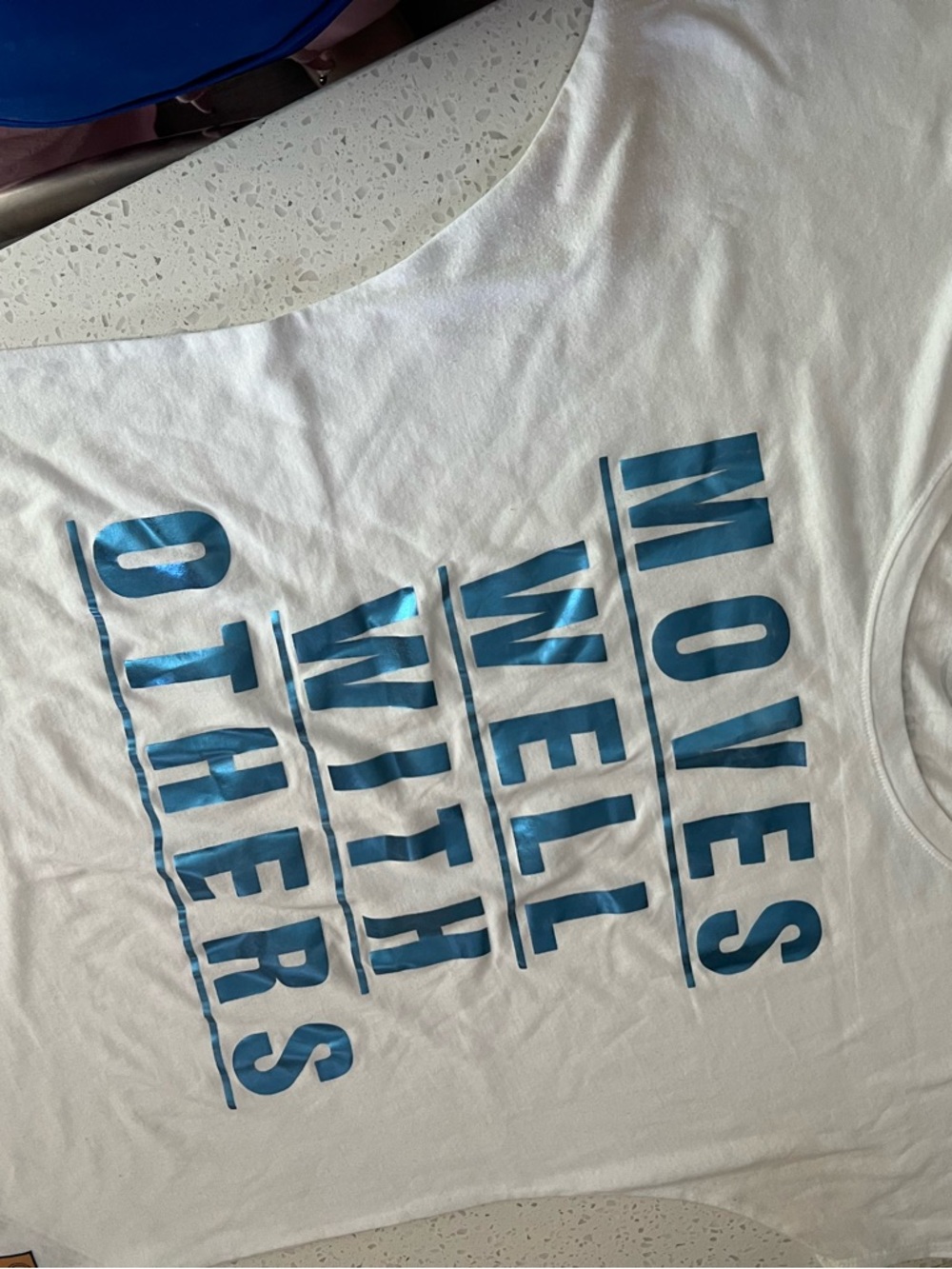 Zumba Fitness White Tank Top with Blue Graphic